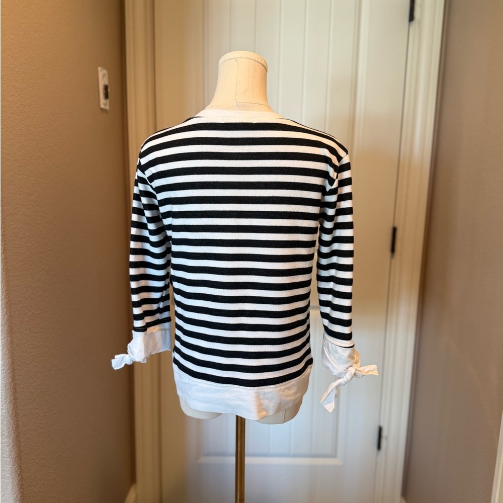 Gibson Black and White Striped Sweatshirt with Bow detail - Picture 3 of 4